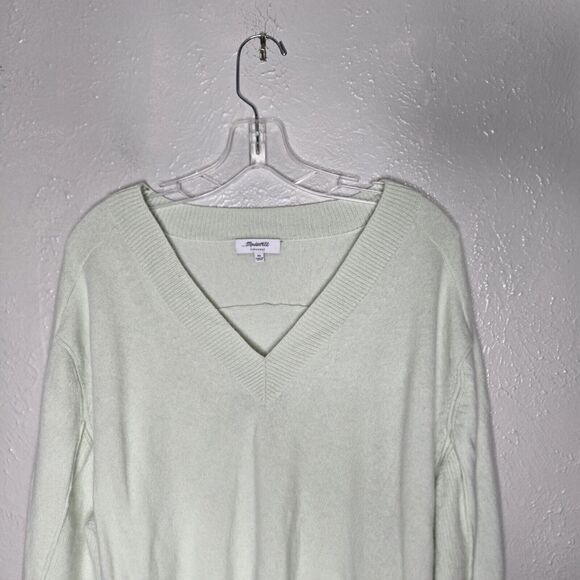 Madewell Womens Cashmere V-Neck Relaxed Fit Pullover Sweater XL Pale Green - Picture 3 of 8